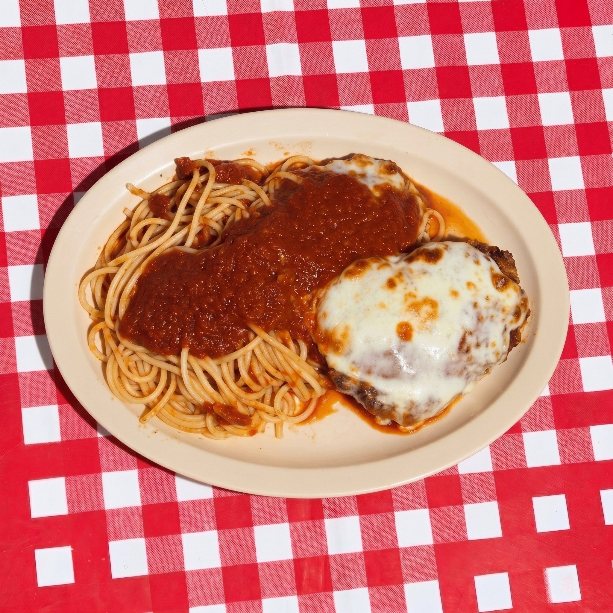 Chicken Parmesan Dinner with Pasta.