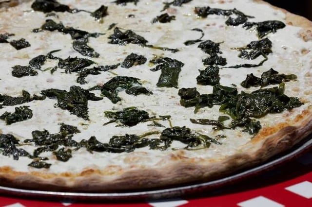 Fresh Spinach White Pizza.