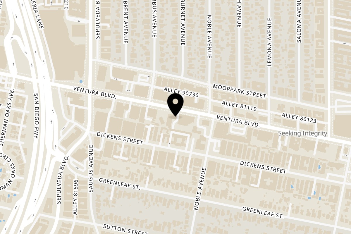 Map showing the location of Mulberry Street Pizzeria Sherman Oaks on 15136 Ventura Blvd in Sherman Oaks